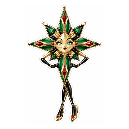 Green Red Jeweled Star Character Art Vinyl Decal Stickers