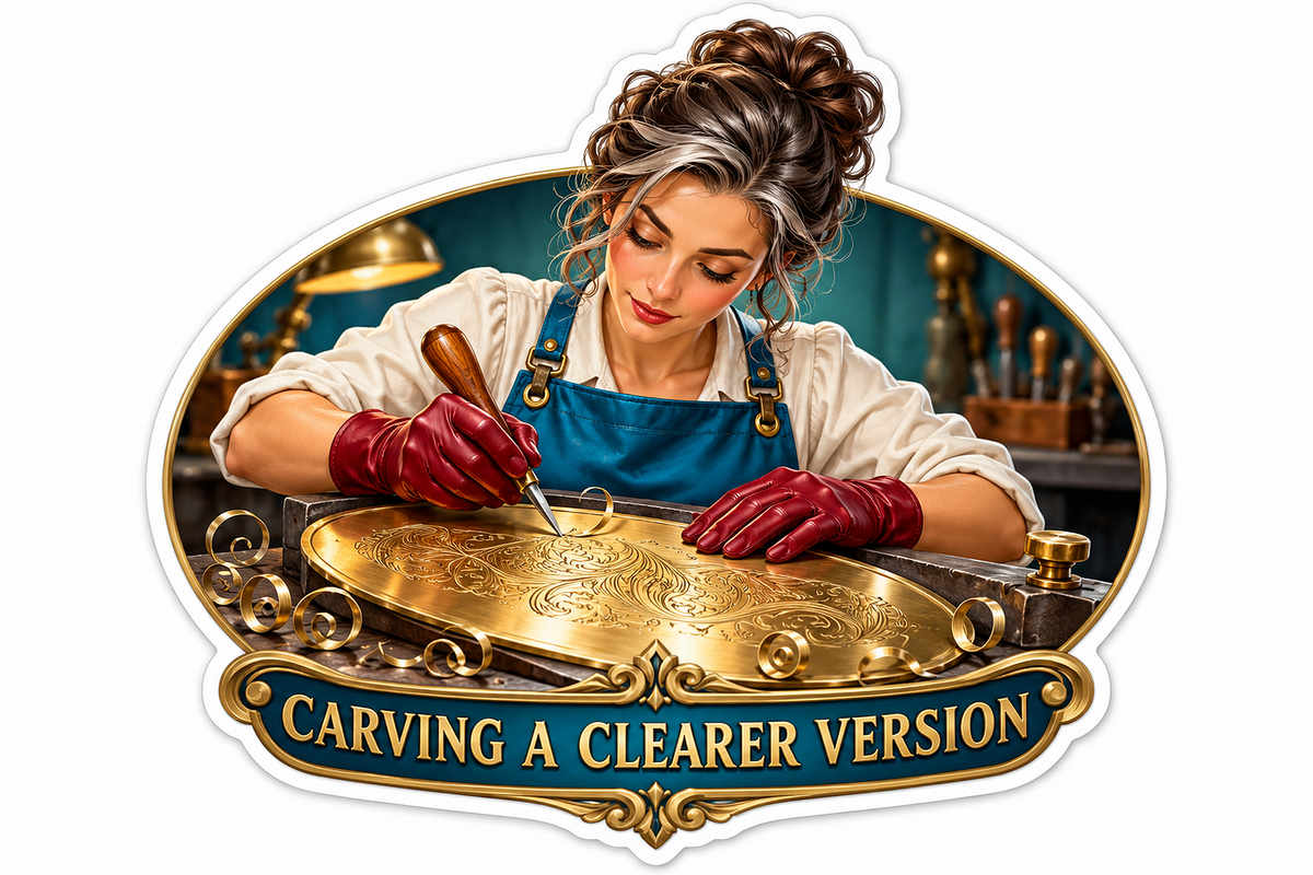 Metal Engraver Carving a Wide Golden Plaque Vinyl Decal Stickers