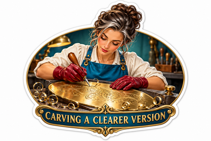 Metal Engraver Carving a Wide Golden Plaque Vinyl Decal Stickers