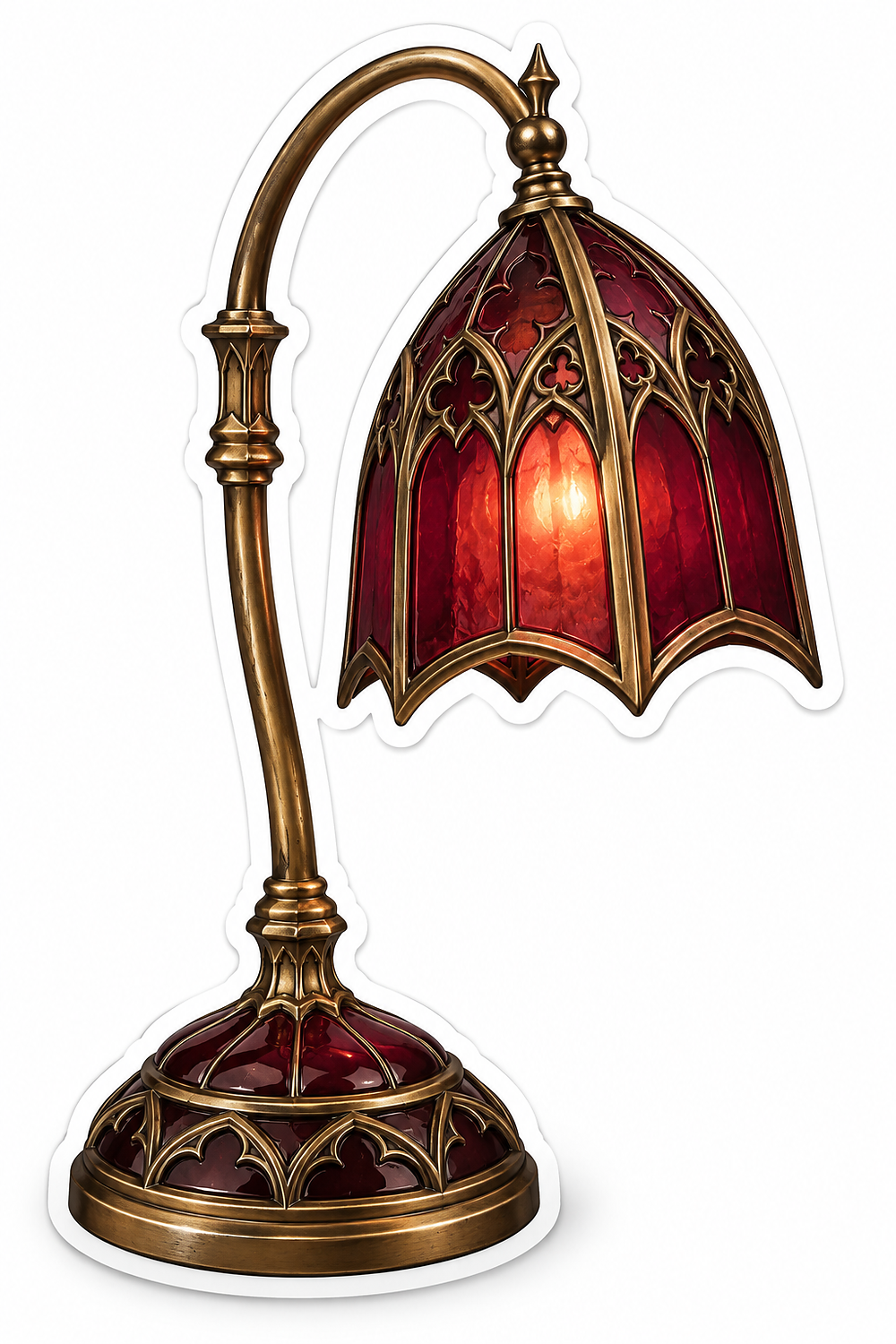 Burgundy Gothic Shade on Curved Gold Lamp Vinyl Decal Stickers
