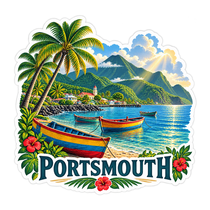 Portsmouth Tropical Bay Boats Art Vinyl Decal Stickers