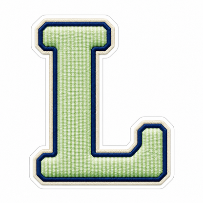 Pistachio Striped Letter L with Navy Stitching Vinyl Decal Stickers