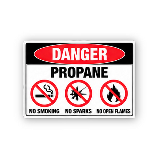 Black Danger Propane Three Prohibition Icons Vinyl Decal Stickers