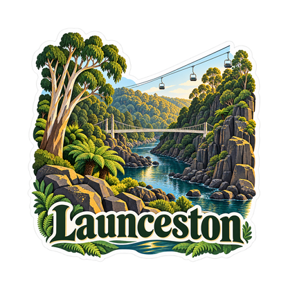 Launceston Green Gorge and Chairlift Art Vinyl Decal Stickers