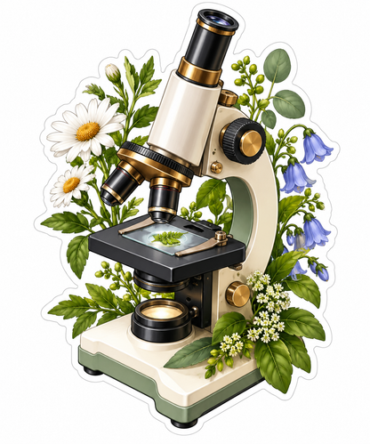 Botanical Flowers around Magnifying Scope Vinyl Decal Stickers