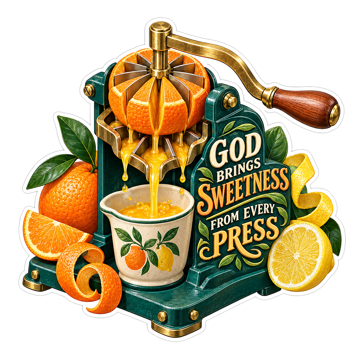 Citrus Press and Oranges Faith Lettering Vinyl Decal Stickers