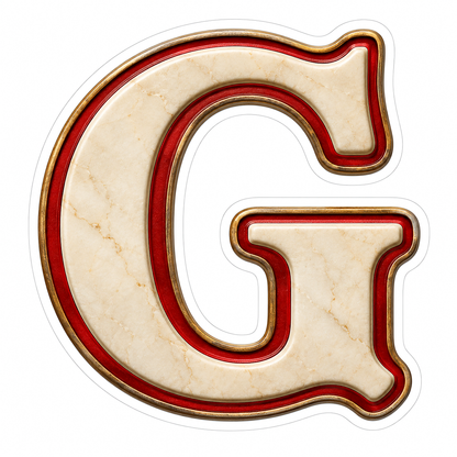 Cream Stone Letter G with Red Inset Art Vinyl Decal Stickers