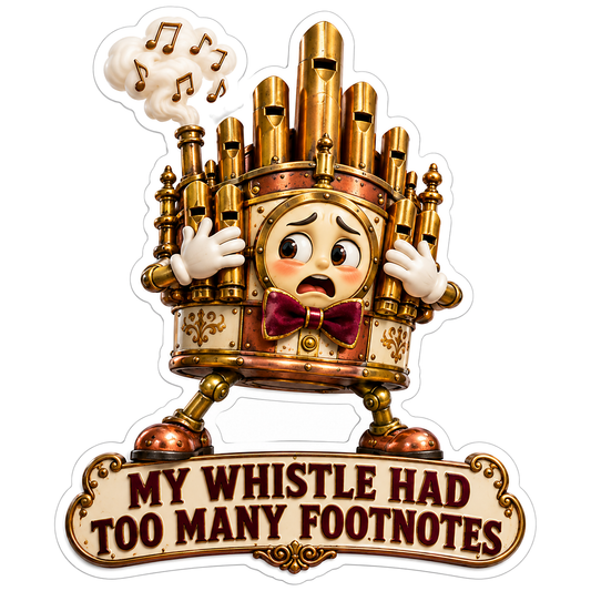 Golden Organ Pipe Mascot with Musical Notes Vinyl Decal Stickers