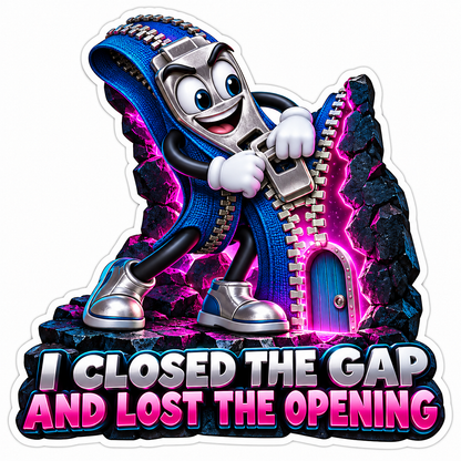 Smiling Zipper Closed the Gap Art Vinyl Decal Stickers