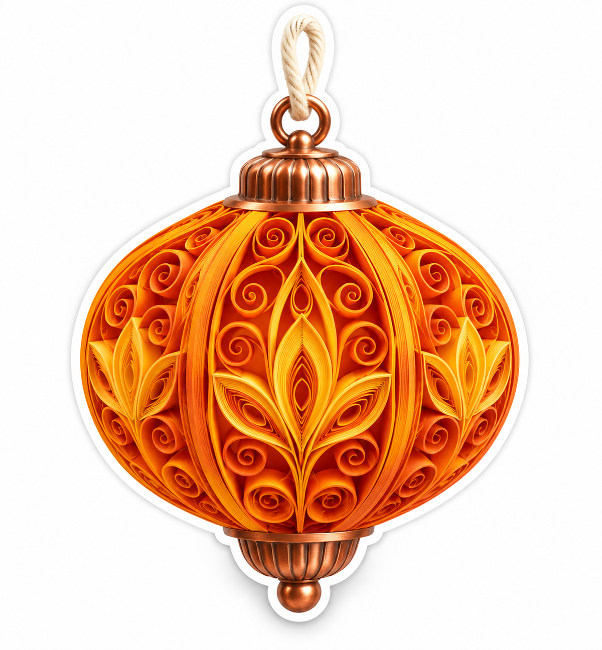 Orange Filigree Globe Hanging Ornament Vinyl Decal Stickers