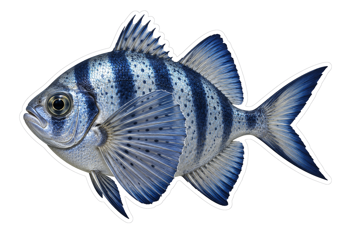 Spotted Fan Fin Man of War Fish Art Vinyl Decal Stickers