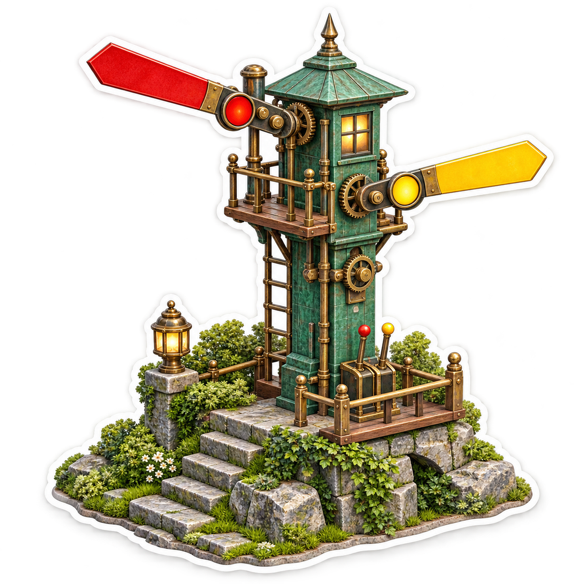 Green Semaphore Signal Tower Garden Art Vinyl Decal Stickers