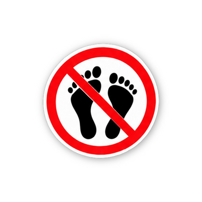 Red Crossed Bare Footprints Circle Vinyl Decal Stickers