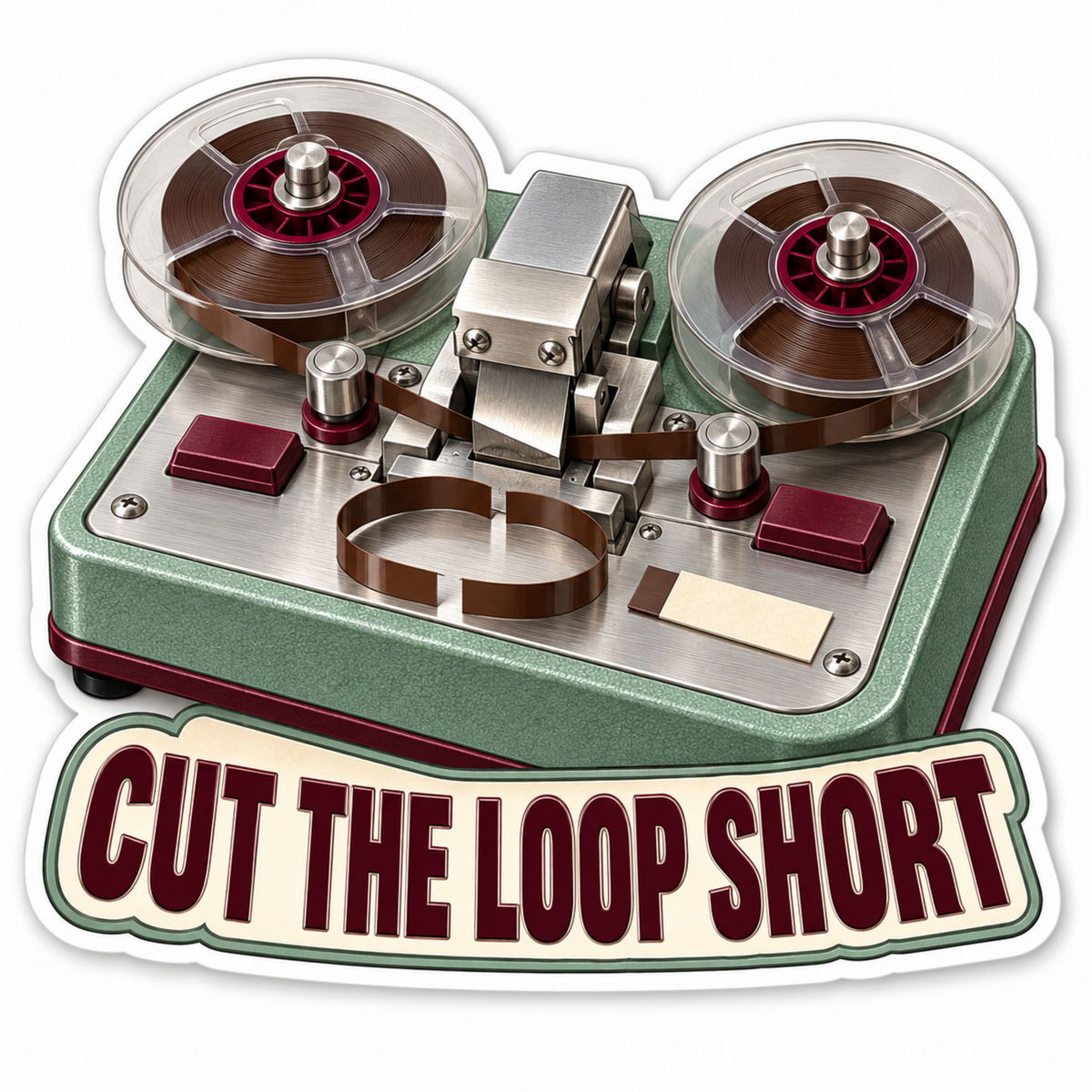 Cut the Loop Short Twin Reel Art Vinyl Decal Stickers