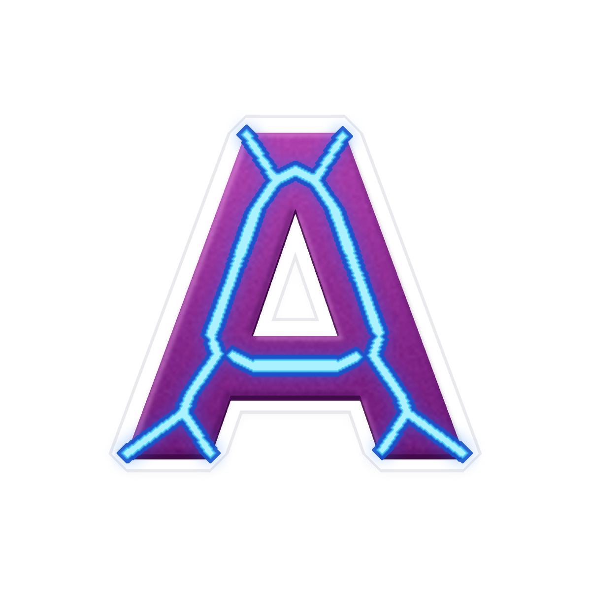 Purple Letter A with Electric Blue Lines Art Vinyl Decal Stickers