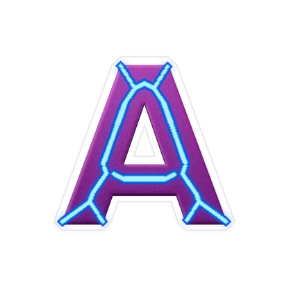 Purple Letter A with Electric Blue Lines Art Vinyl Decal Stickers