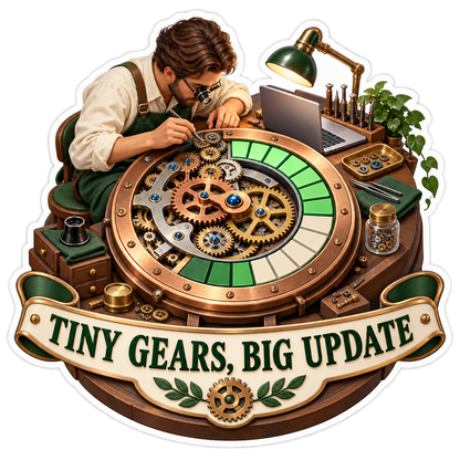 Man Repairing a Large Gear Dial Vinyl Decal Stickers