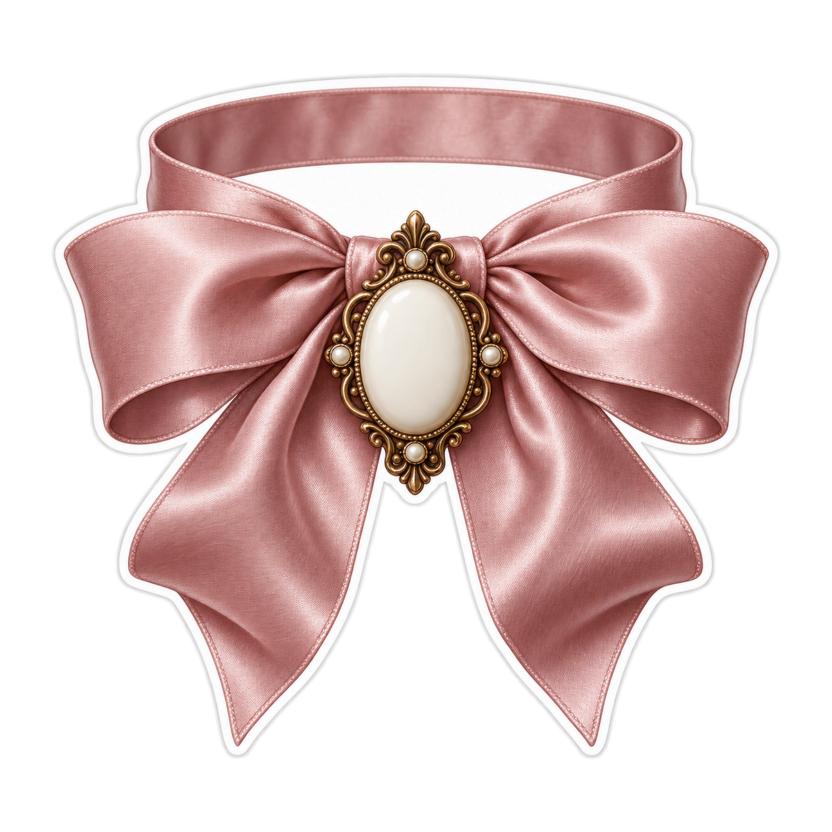 Pink Bow Oval Medallion Art Vinyl Decal Stickers