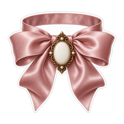 Pink Bow Oval Medallion Art Vinyl Decal Stickers