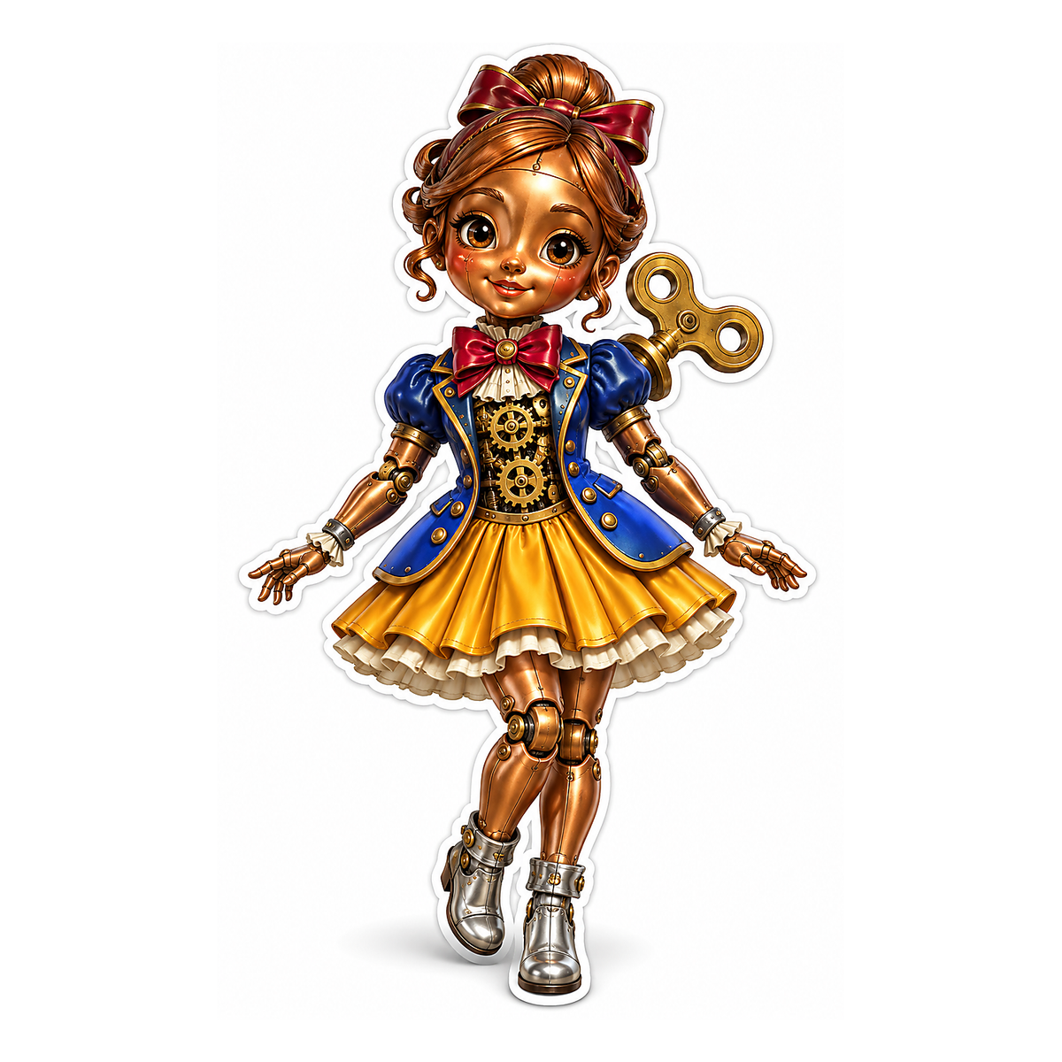 Clockwork Doll in Blue Coat and Gold Skirt Art Vinyl Decal Stickers
