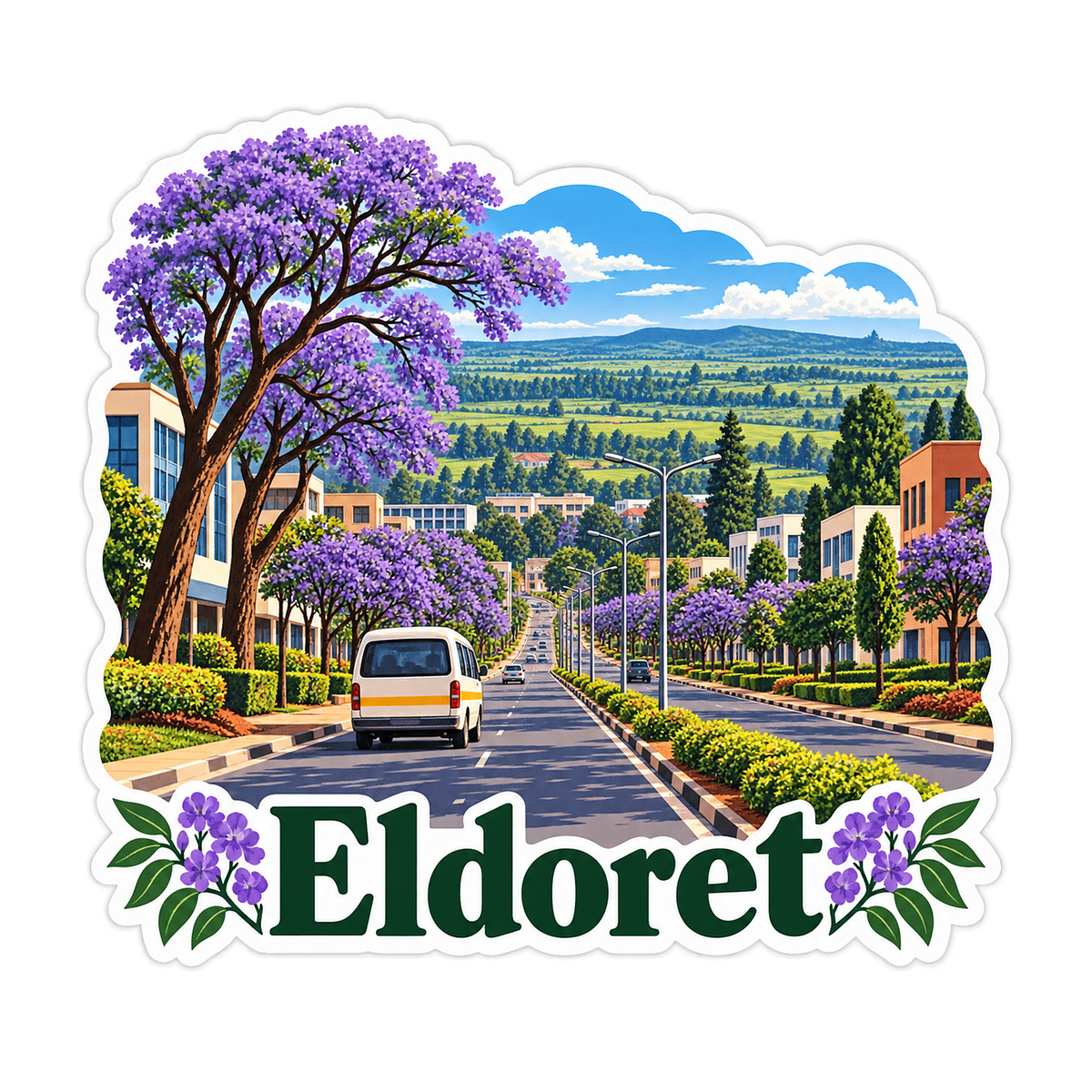 Eldoret Purple Tree Boulevard Landscape Vinyl Decal Stickers