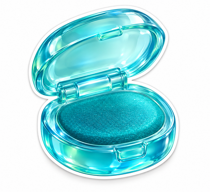 Clear Teal Compact with Round Shimmering Pan Vinyl Decal Stickers