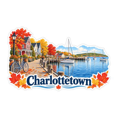 Charlottetown Autumn Harbor Art Vinyl Decal Stickers