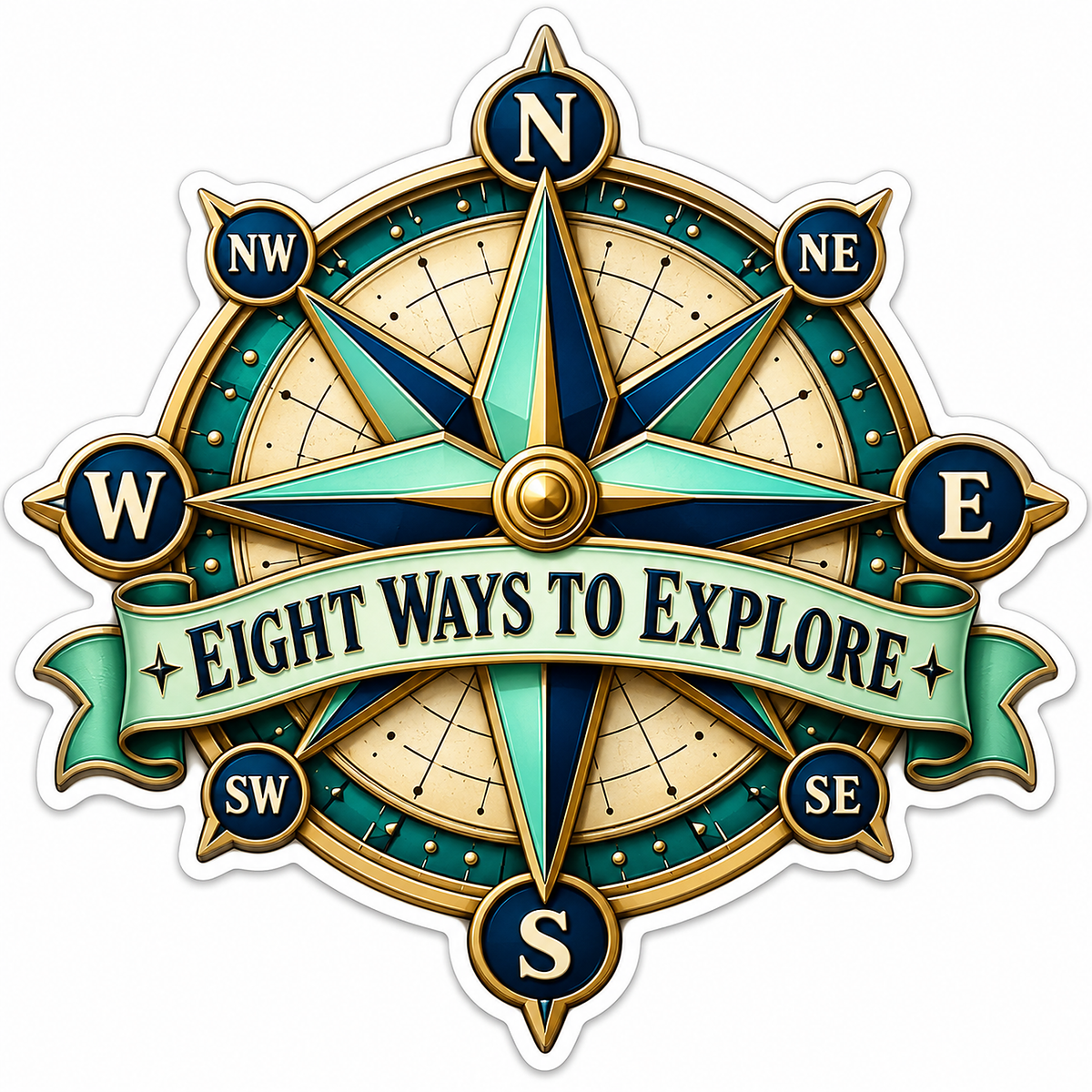 Eight Ways to Explore Green Compass Rose Vinyl Decal Stickers
