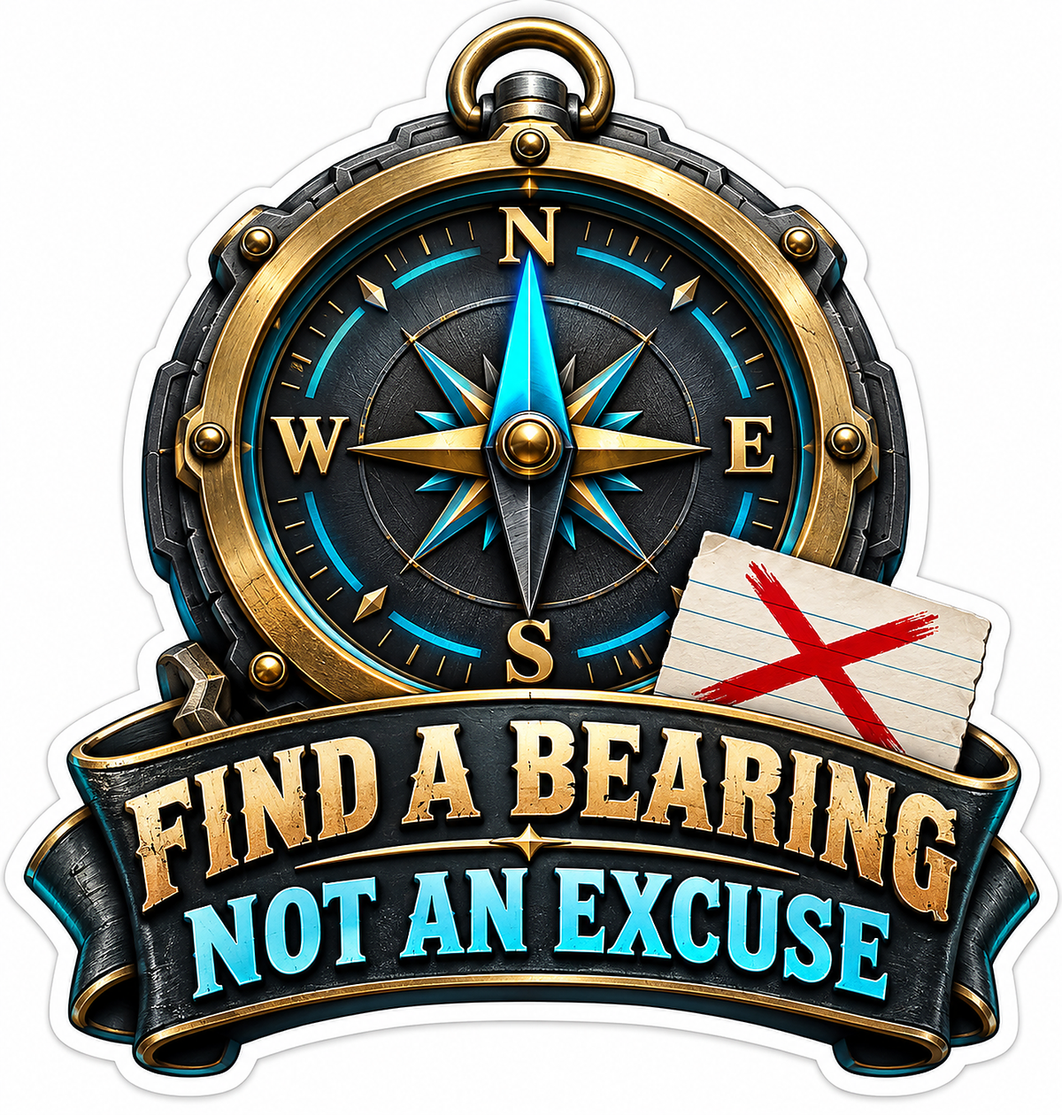 Find a Bearing Not an Excuse Dark Compass Vinyl Decal Stickers
