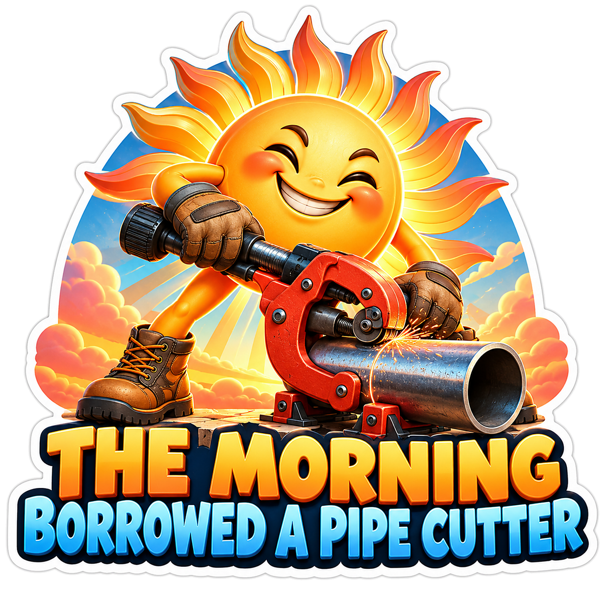 Smiling Sun Using Red Pipe Cutter Vinyl Decal Stickers