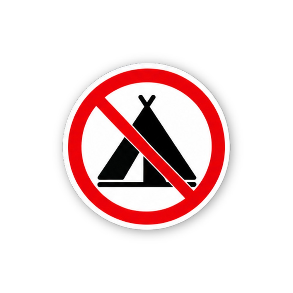 Red Crossed Tent Small Circle Vinyl Decal Stickers