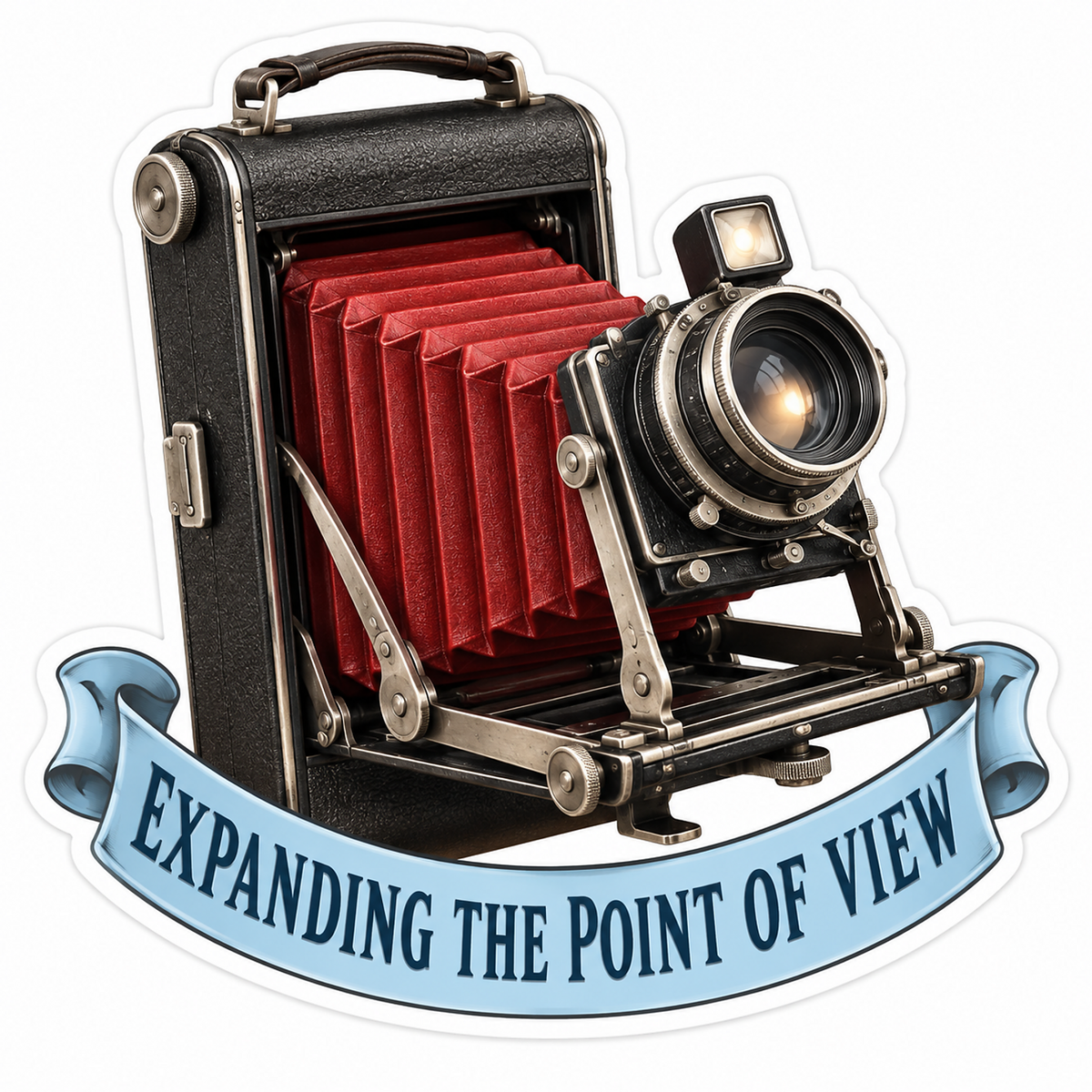 Black Folding Camera with Red Bellows Vinyl Decal Stickers