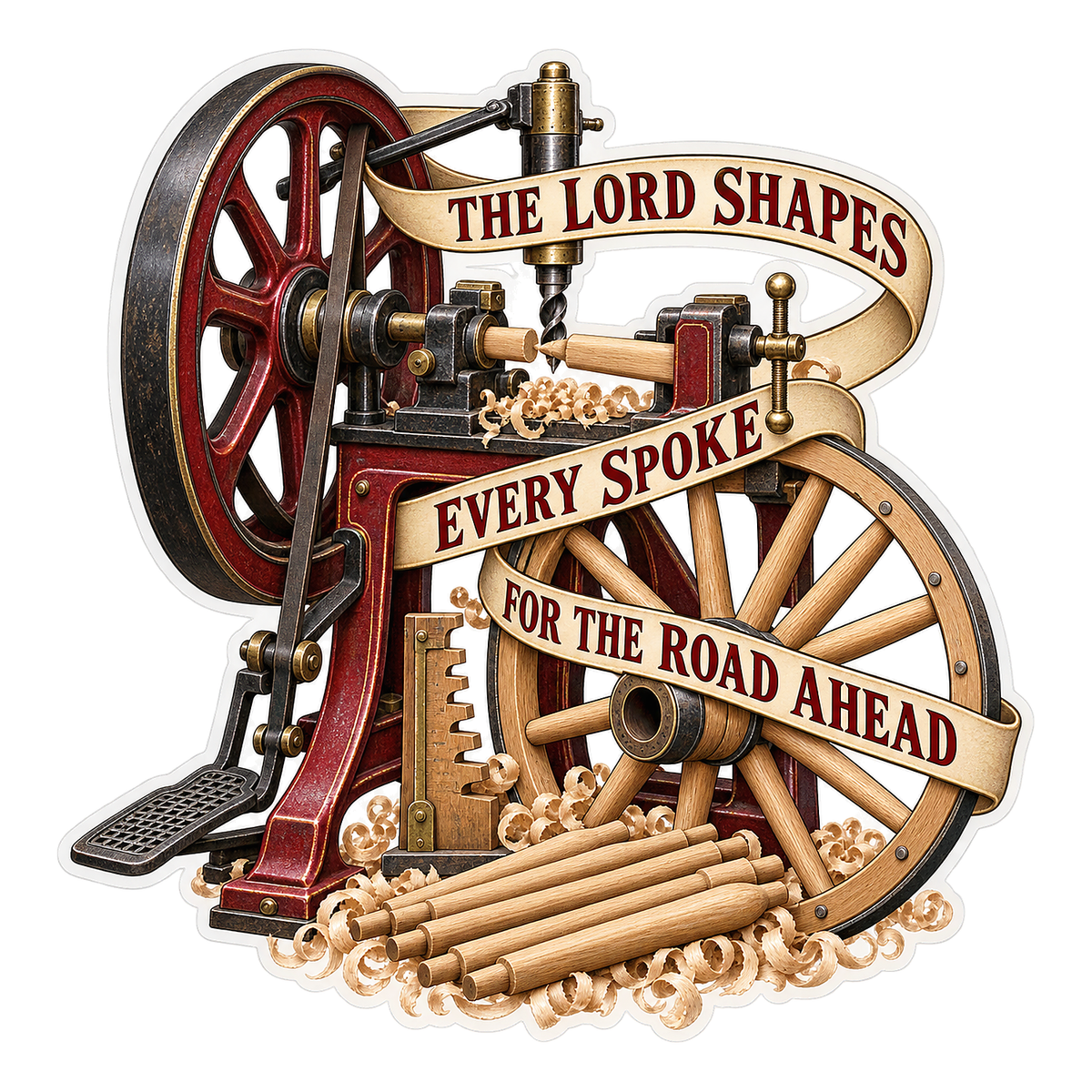 Faith Wooden Wheel Workshop Art Vinyl Decal Stickers