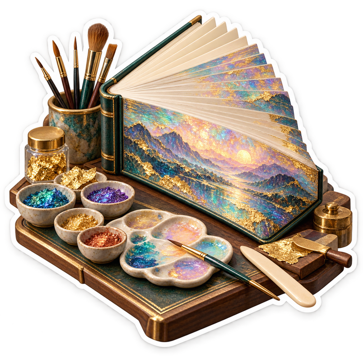 Painted Book Edges With Brushes and Pigments Art Vinyl Decal Stickers
