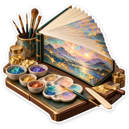 Painted Book Edges With Brushes and Pigments Art Vinyl Decal Stickers
