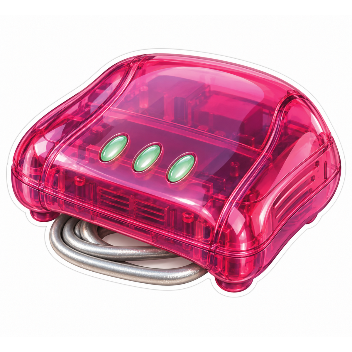 Clear Pink Gadget with Three Green Buttons Vinyl Decal Stickers