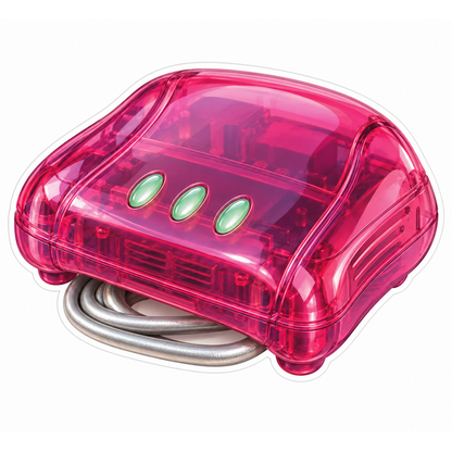 Clear Pink Gadget with Three Green Buttons Vinyl Decal Stickers