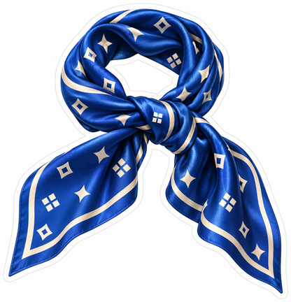 Royal Blue Scarf With Cream Geometric Print Art Vinyl Decal Stickers