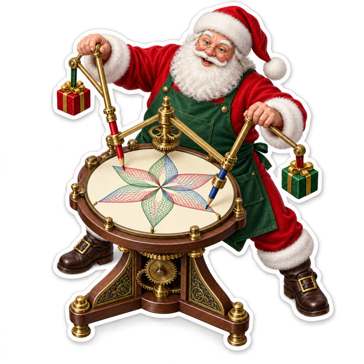 Santa Drawing a Colorful Star Art Vinyl Decal Stickers