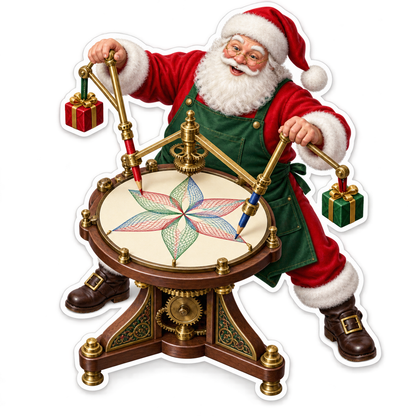 Santa Drawing a Colorful Star Art Vinyl Decal Stickers