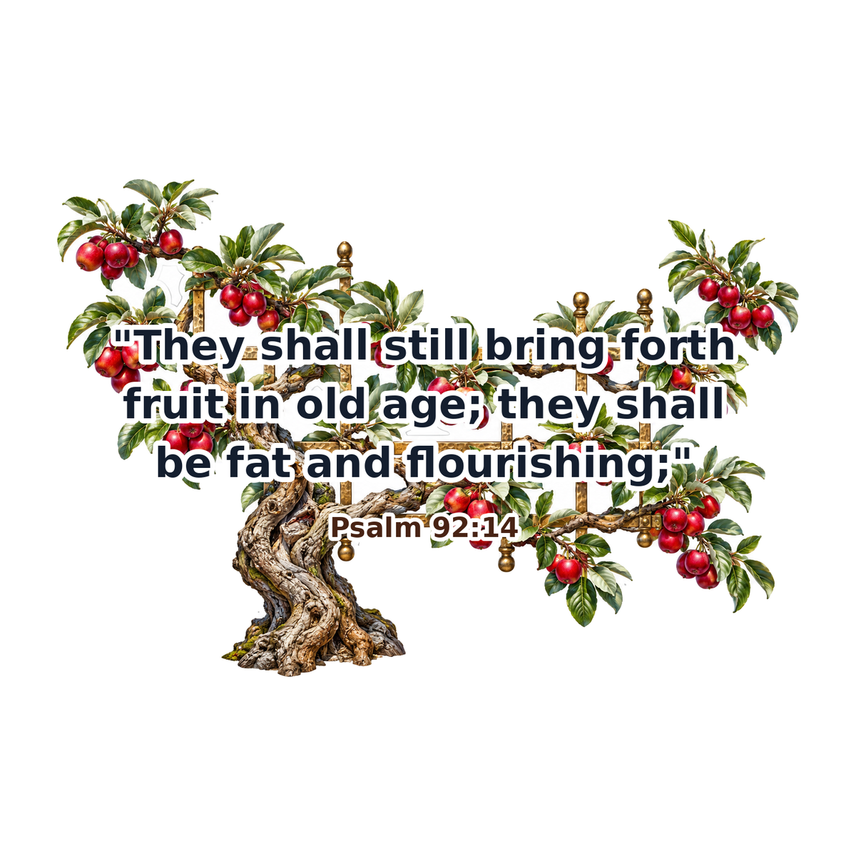 Gnarled Fruit Tree with Psalm Quote Art Vinyl Decal Stickers