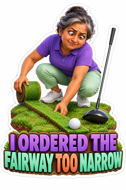 Woman Golfer Unrolling Narrow Turf Art Vinyl Decal Stickers