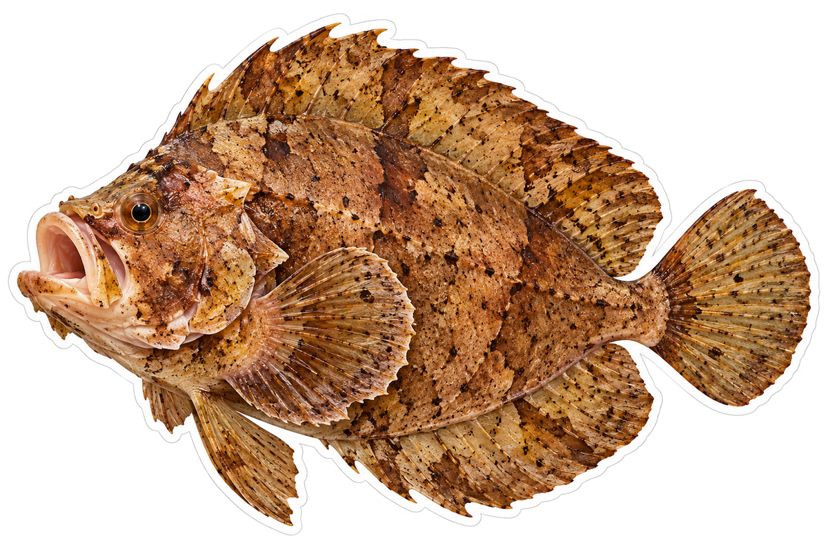 Mottled Ochre Leaf Shaped Fish Art Vinyl Decal Stickers