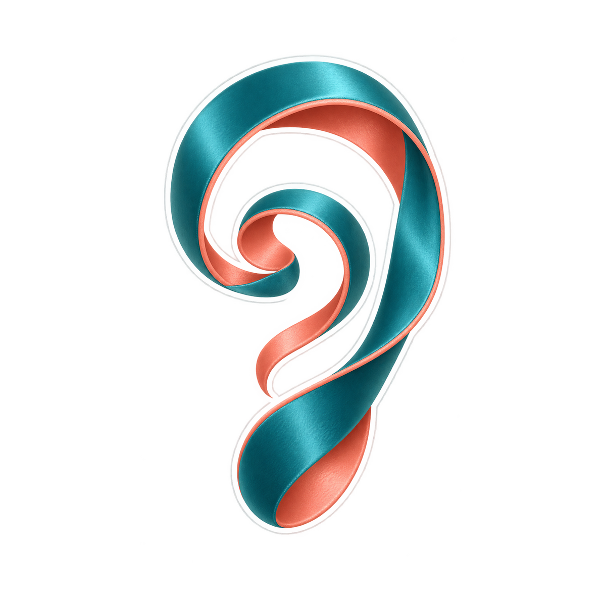 Teal Coral Twisting Spiral Ribbon Vinyl Decal Stickers