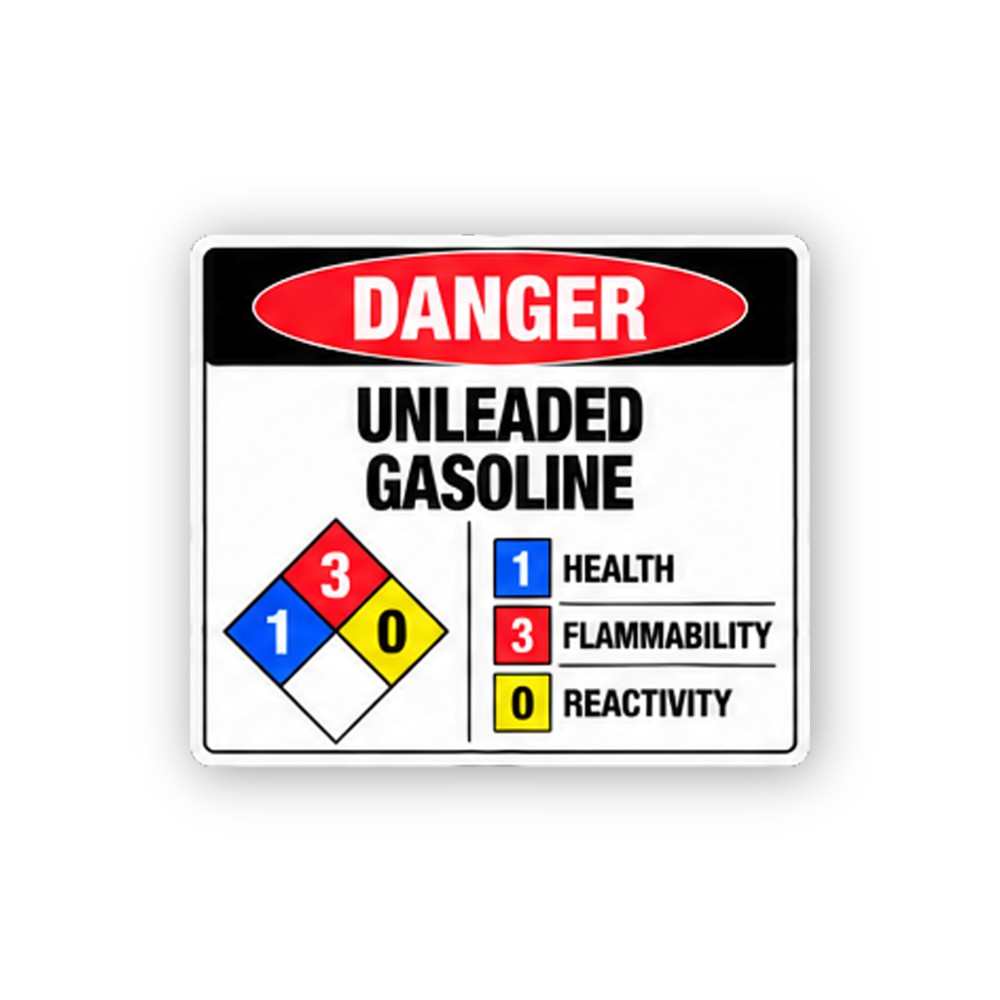 Black Danger Unleaded Gasoline Color Chart Panel Vinyl Decal Stickers
