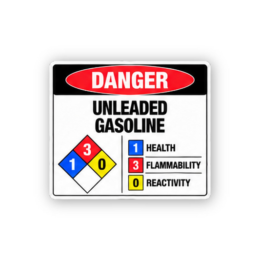 Black Danger Unleaded Gasoline Color Chart Panel Vinyl Decal Stickers