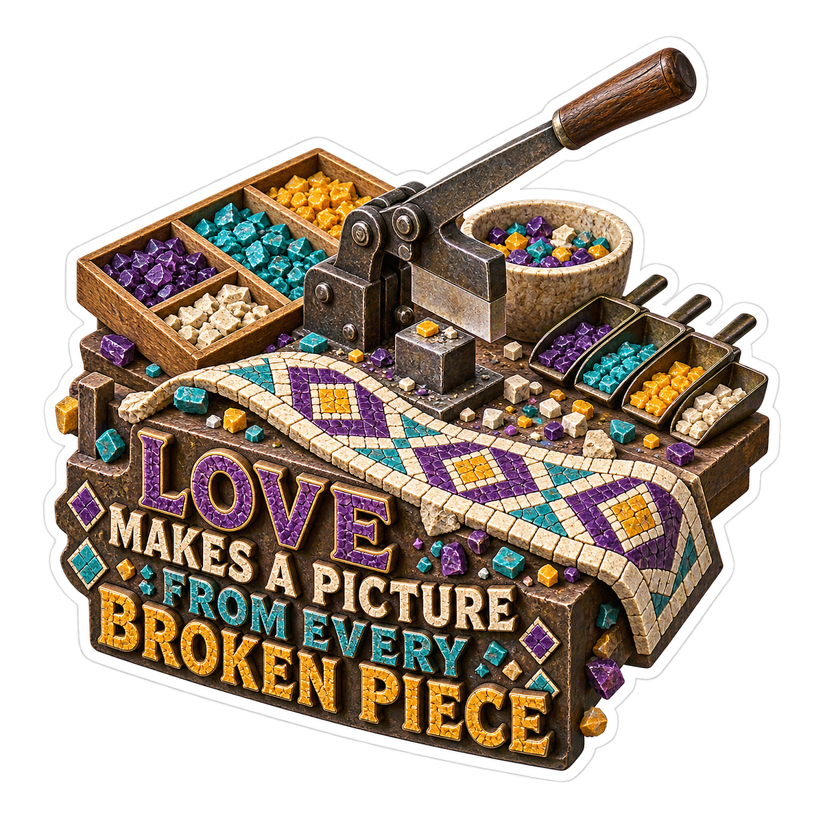 Love Colorful Mosaic Cutter Art Vinyl Decal Stickers
