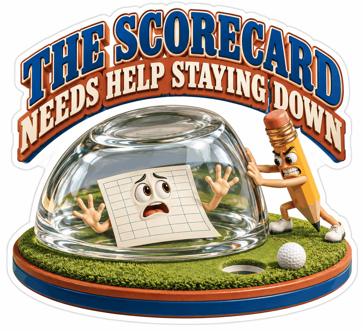 Worried Scorecard Under Glass Paperweight Art Vinyl Decal Stickers
