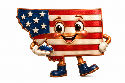 Patriotic Montana Mountain Mascot Art Vinyl Decal Stickers