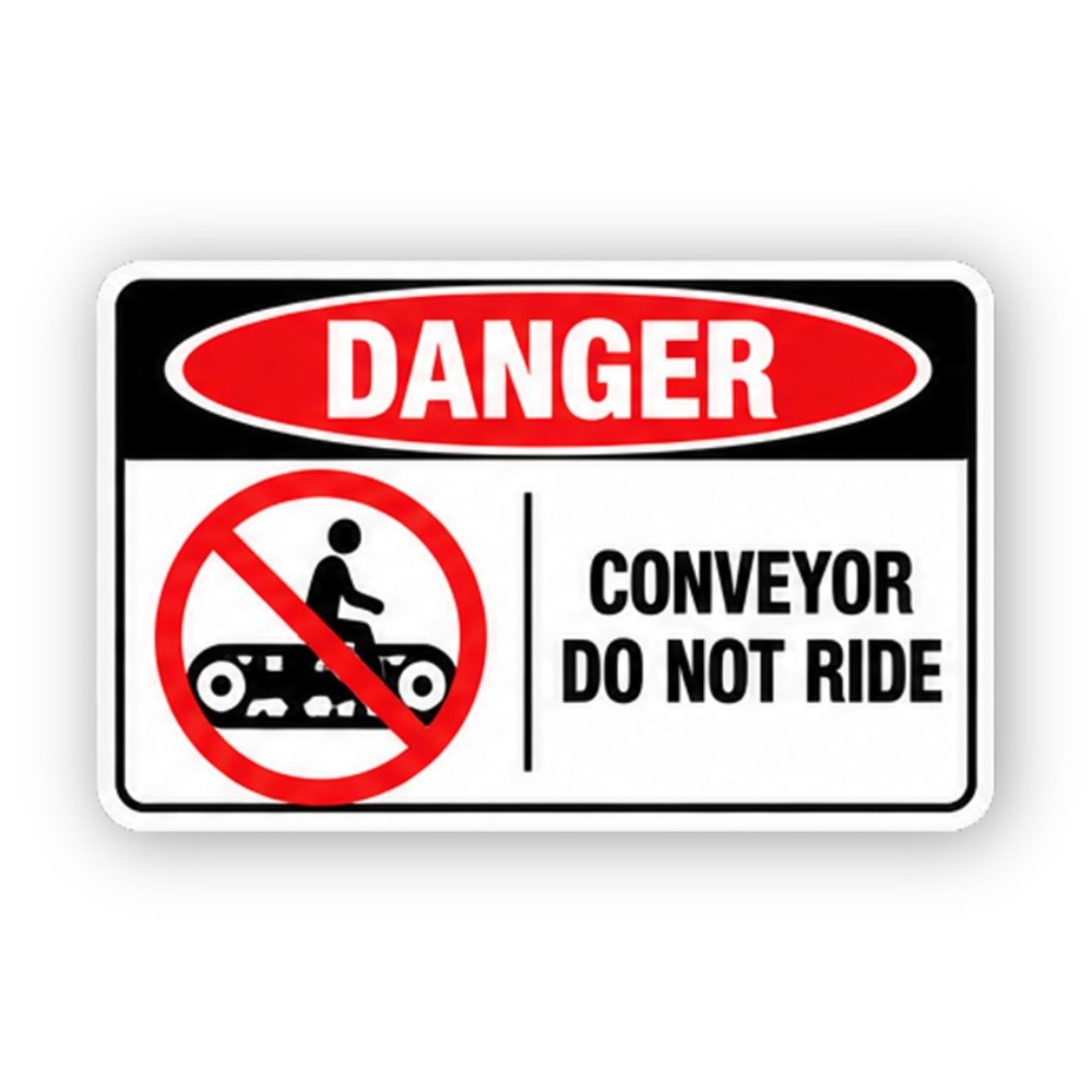 Black Danger Conveyor Crossed Riding Panel Vinyl Decal Stickers